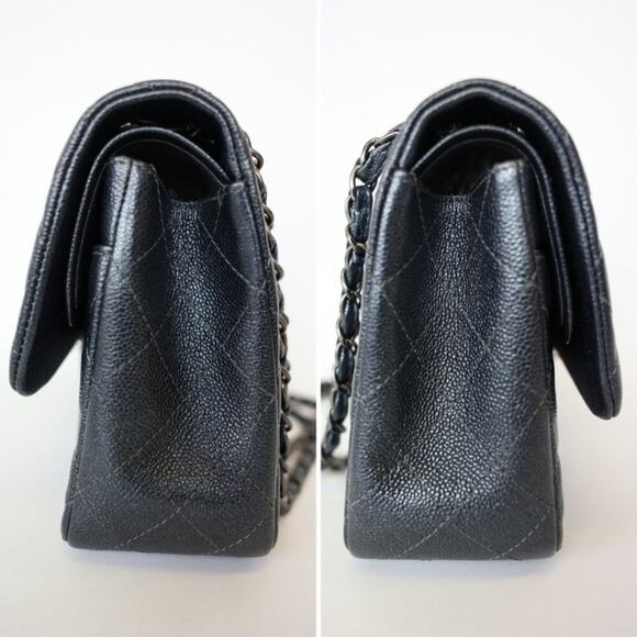 CHANEL 15C Dark Gray (Metallic) Jumbo Classic Caviar Double Flap Bag Ruthenium - Picture 3 of 10